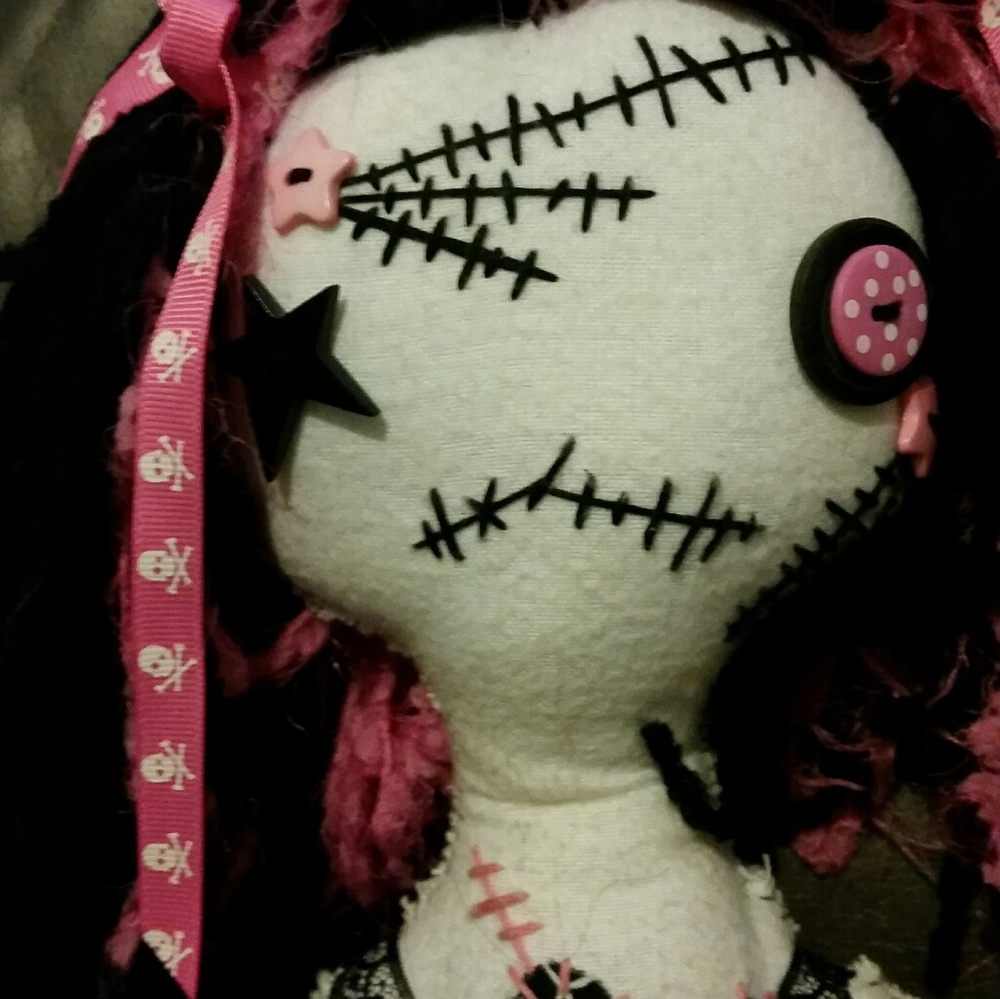 Handmade Goth Rag Doll - Picture 2 of 3